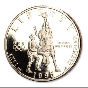 1995 Atlanta Olympics Basketball BU Clad Half Dollar with COA
